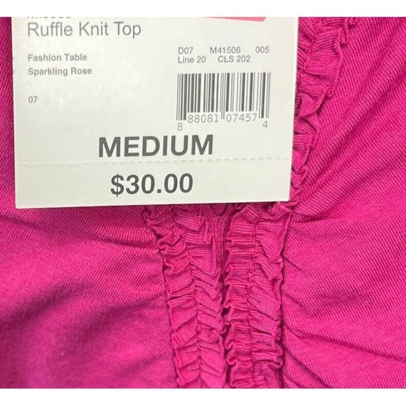 Apostrophe Women's Top Size M Color Pink Fuchsia Cap Sleeve - Picture 7 of 11